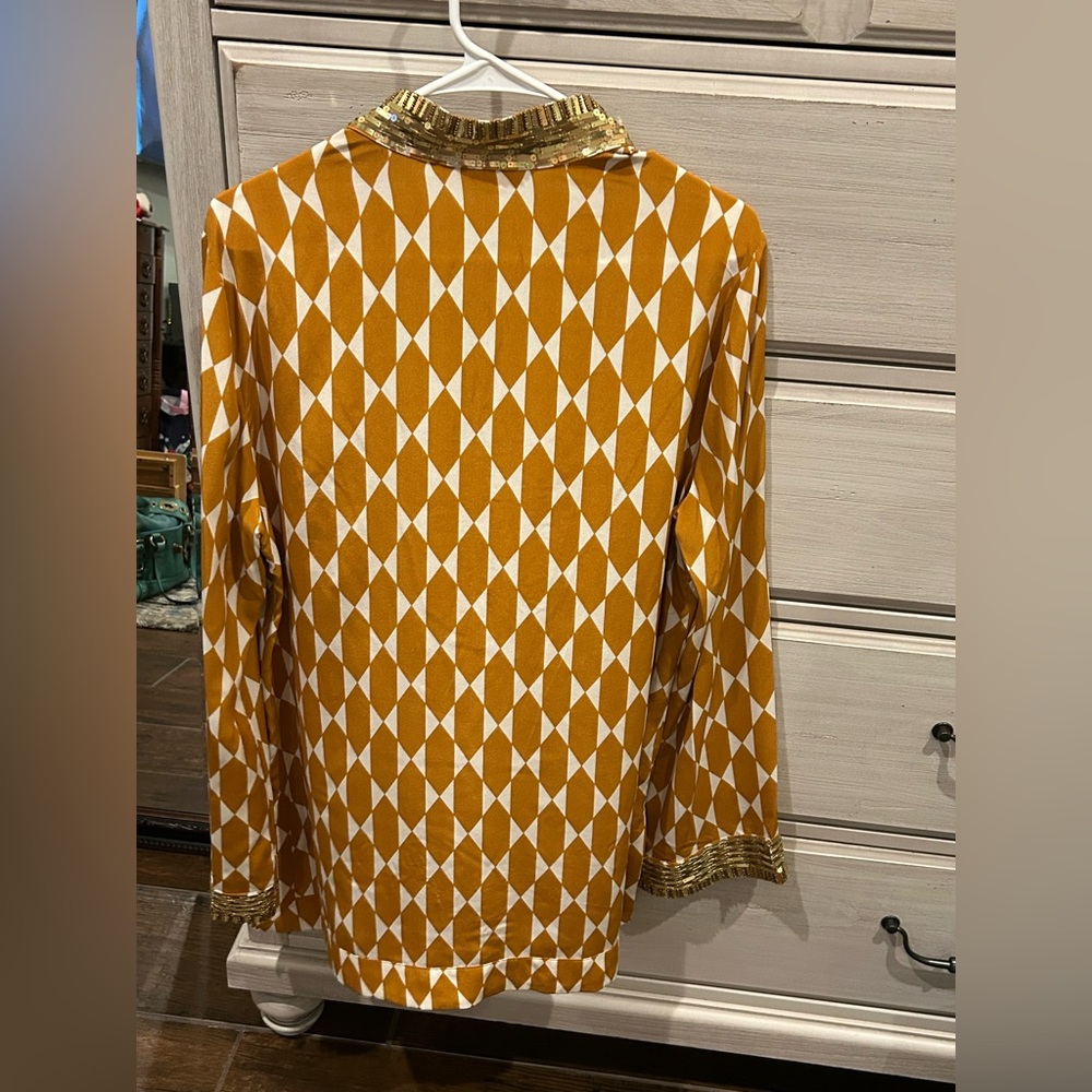 Tory Burch Silk Tunic, Tile Pattern - image 3